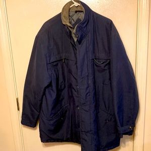 Navy blue winter jacket 2 front side pockets and 2 front chest pockets